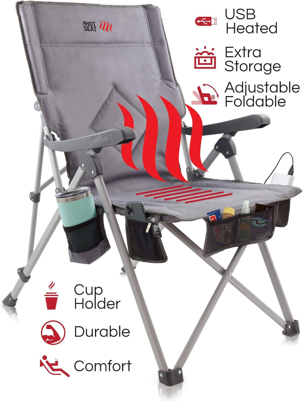 Heated Portable Camping Chair - Pop Design Products
