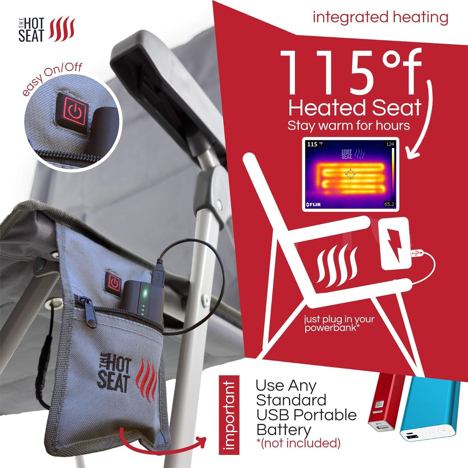 Heated Portable Camping Chair - Pop Design Products