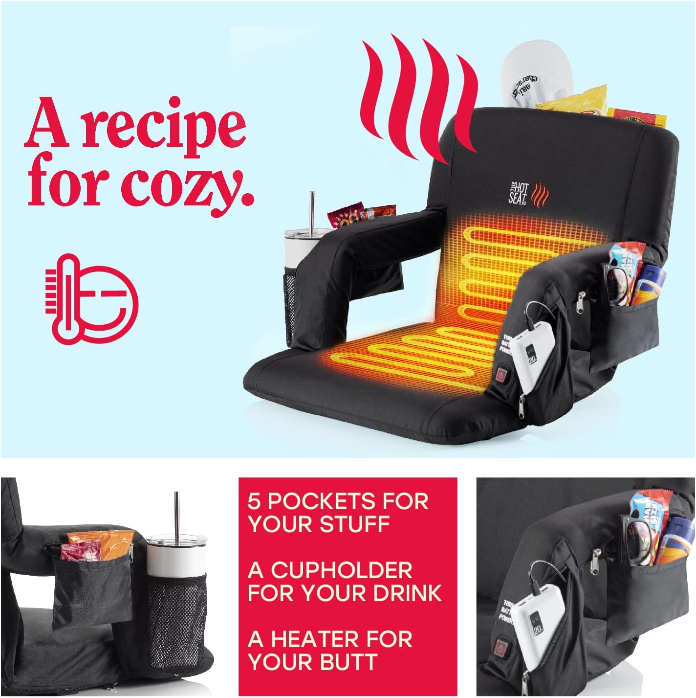 The Original Hot Seat, Dual Heated Bleacher Chair - Pop Design Products