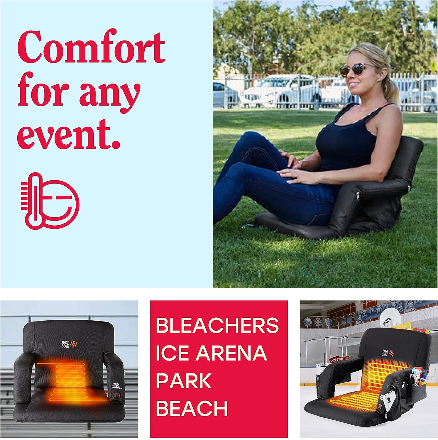 The Original Hot Seat, Dual Heated Bleacher Chair - Pop Design Products