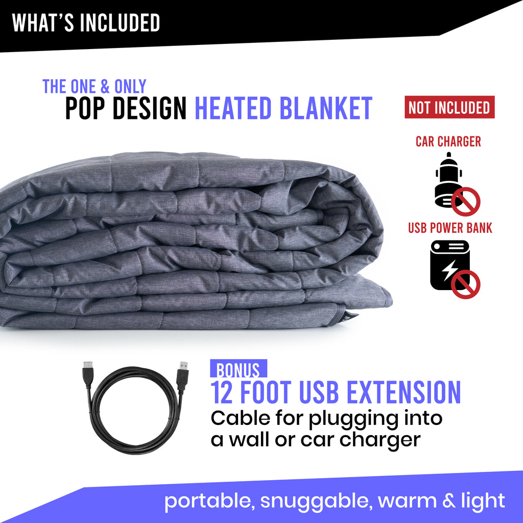 Portable USB Heated Fleece Throw Blanket - Pop Design Products